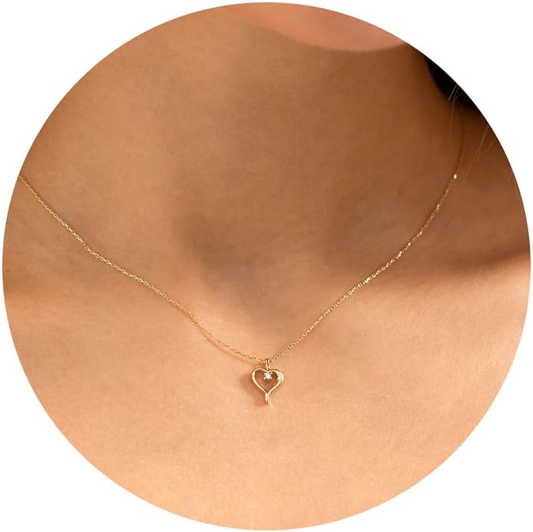 Ieftop Valentines Birthday Gifts for Women Teen Girls - Dainty 14K Gold/Silver Plated Cute Heart Handmade Disc Circle Bee Choker Adjustable Necklace for Women Teenage Girl Trendy Jewelry - Image 1